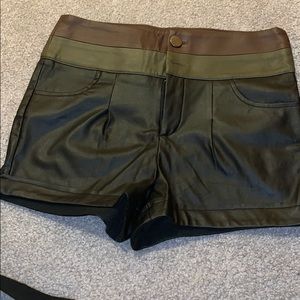 leather high waisted shorts